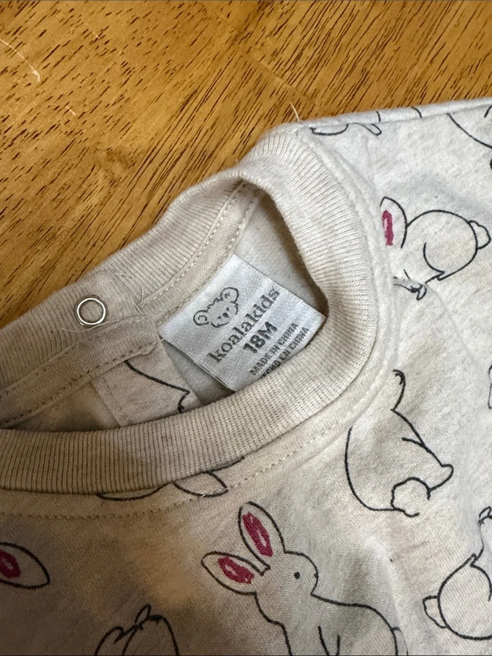 Koala Kids Gray Bunny Print Long Sleeve Pajama Set with Pink Bow